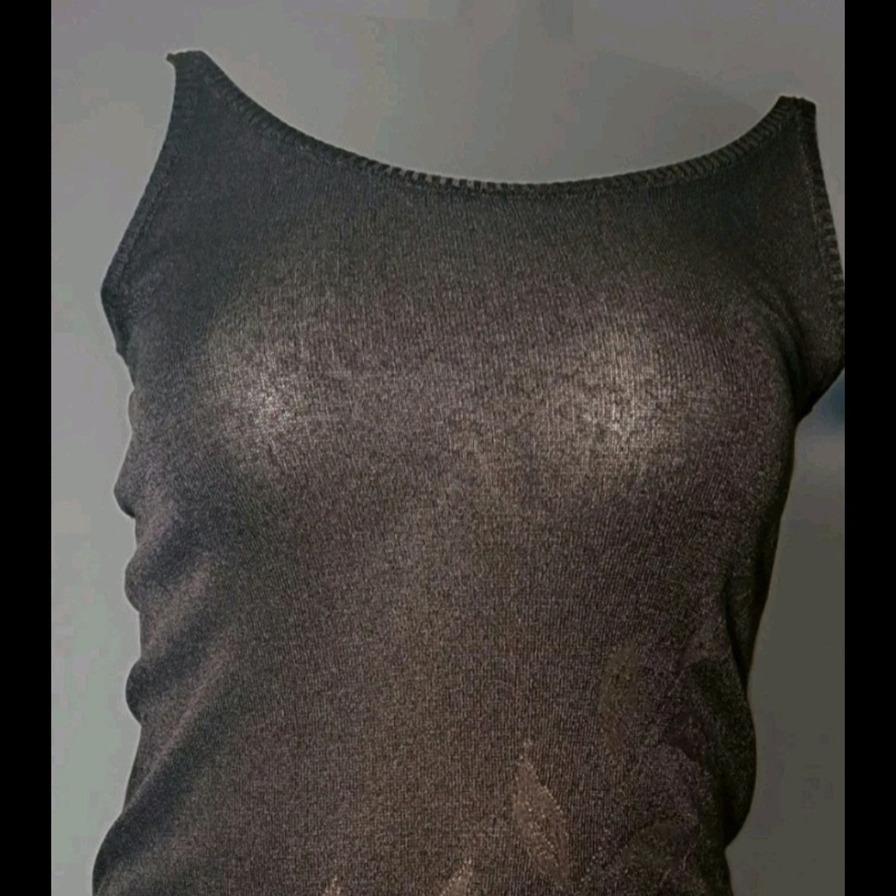 Marsil Made In Italy Classic Brown Fine Knit W/ Leaf  Design Dress Vtg Size 10